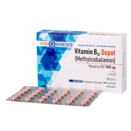 VITAMIN B12 1000μg DEPOT (BITAMINH B12 ΜΕΘΥΛΟΚΟΒΑΛΑΜΙΝΗ ΣΕ ΔΙΣΚΙΑ ΒΡΑΔΕΙΑΣ ΑΠΟΔΕΥΣΜΕΥΣΗΣ) VIOGENESIS 30tabs VIOGENESIS